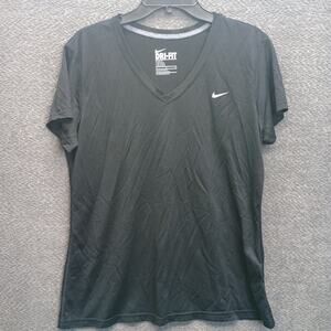Nike Dri Fit Women V Neck Regular Fit SS Shirt Black